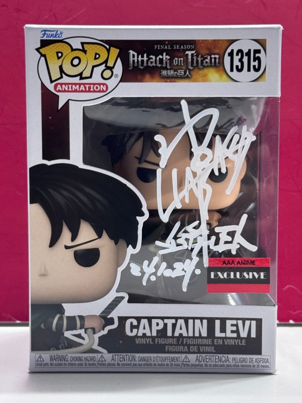 FUNKO POP Attack Titan EVIL CAPTAIN LEVI #1315 Signed by Yuichiro Hayashi COA